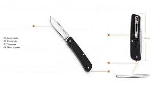 Ruike - L11 - Cuțit multifuncțional - 4 funcții - Oțel 12C27 - Negru